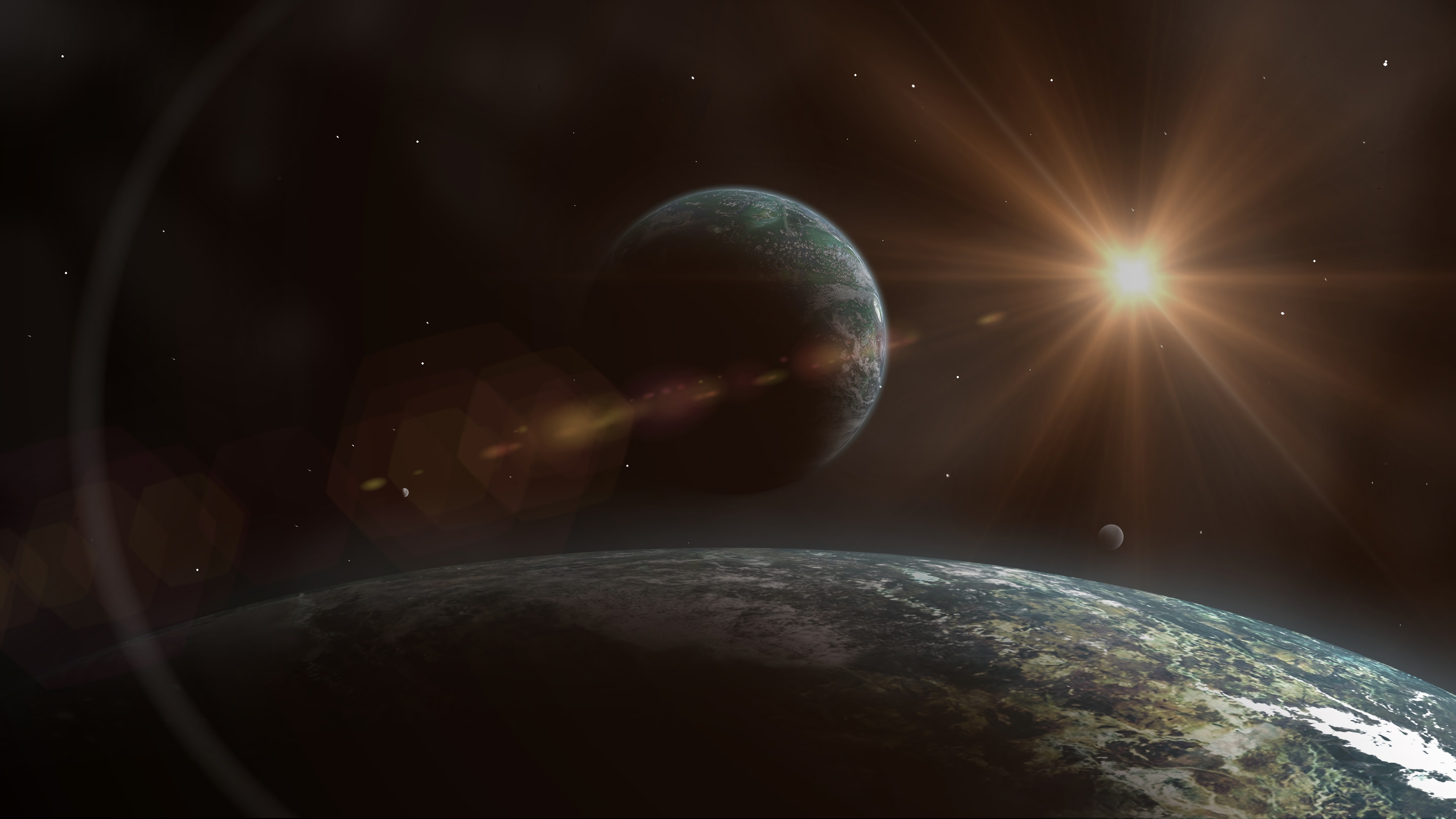 вспышка блики планеты космос