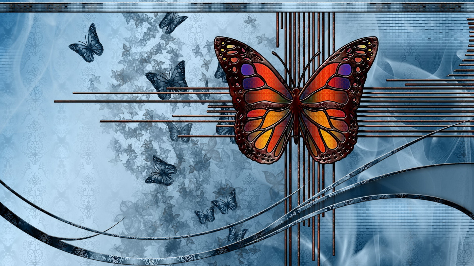 цвет форма бабочка абстракция