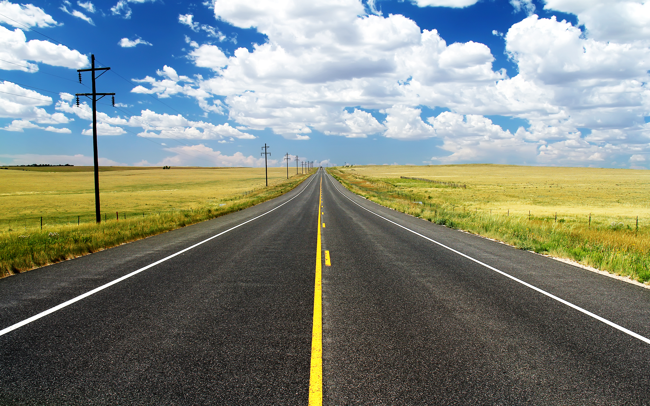 дорога облака трава небо