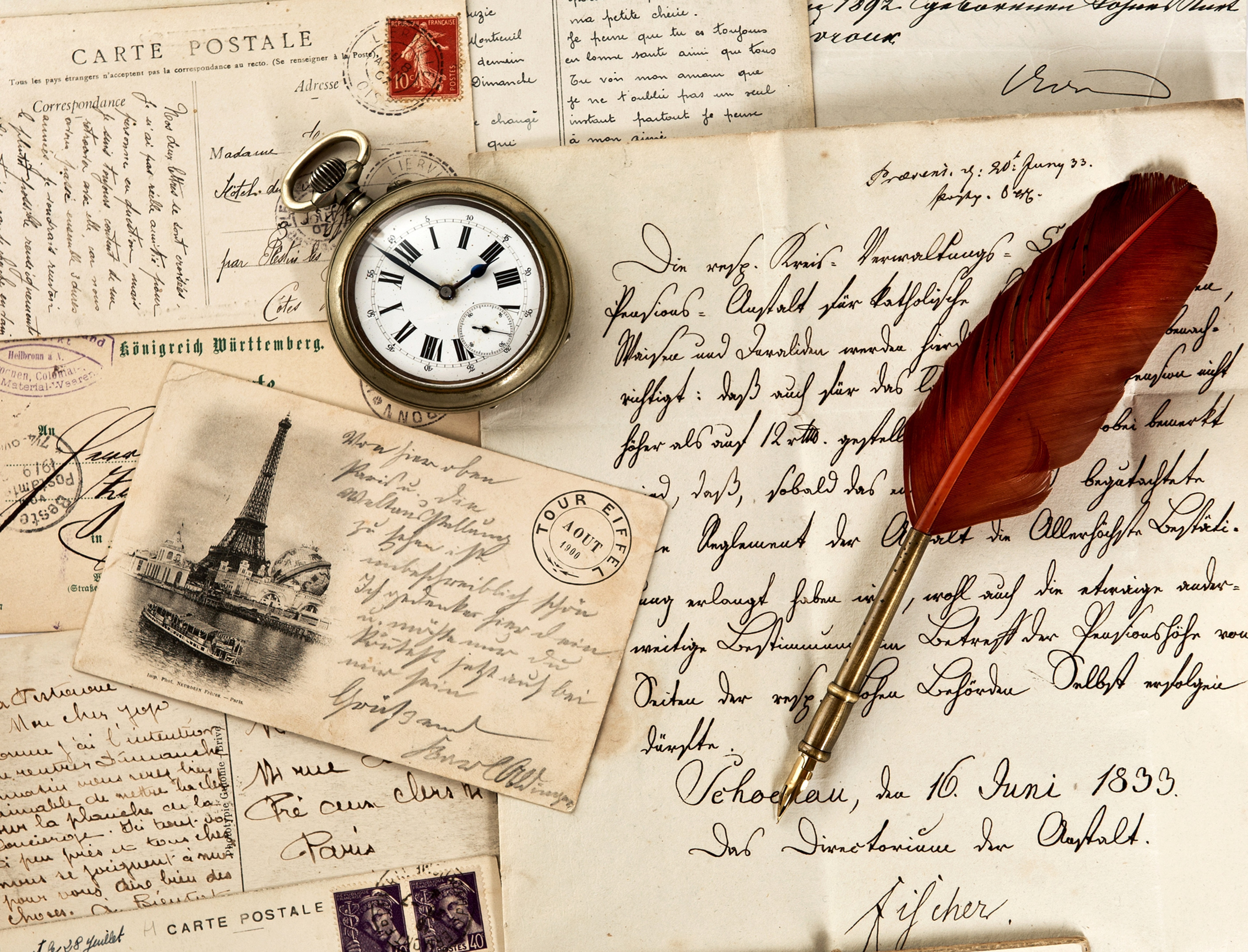 винтаж часы перо марка